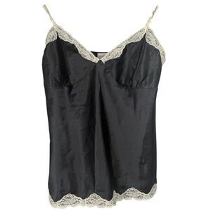 Vtg Y2k Xhilaration Black Lace Babydoll Tank Top Sz XXL Satin Romantic 2000s